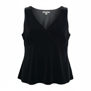 Josephine Chaus Sleeveless Top Plus Sz 18W Black Velvet Babydoll Whimsigoth Vamp